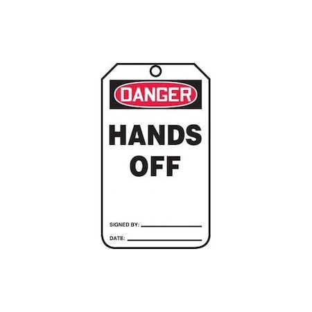 Accuform Safety Tags, DANGER HANDS OFF, 5.75in x 3.25in, PF-Cardstock, 25PK MDT222CTP